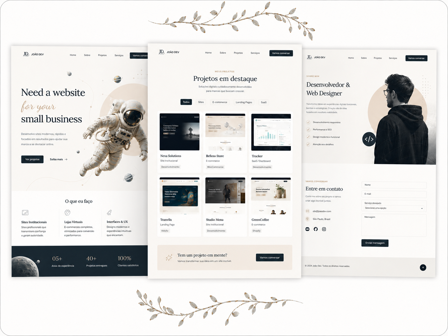 Mockup de site usado como referência visual